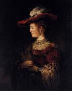 REMBRANDT Harmenszoon van Rijn Saskia in Pompous Dress oil